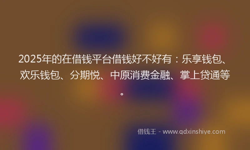 2025年的在借钱平台借钱好不好有：乐享钱包、欢乐钱包、分期悦、中原消费金融、掌上贷通等。