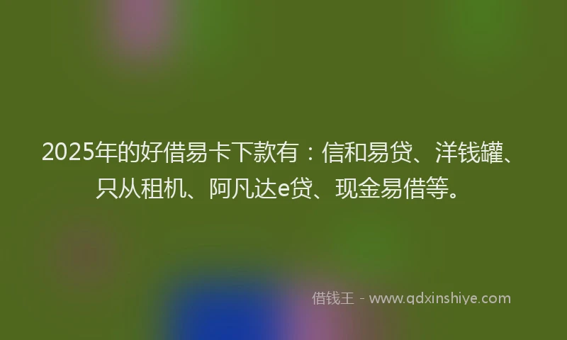 2025年的好借易卡下款有：信和易贷、洋钱罐、只从租机、阿凡达e贷、现金易借等。