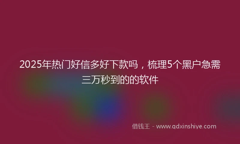 2025年热门好信多好下款吗，梳理5个黑户急需三万秒到的的软件