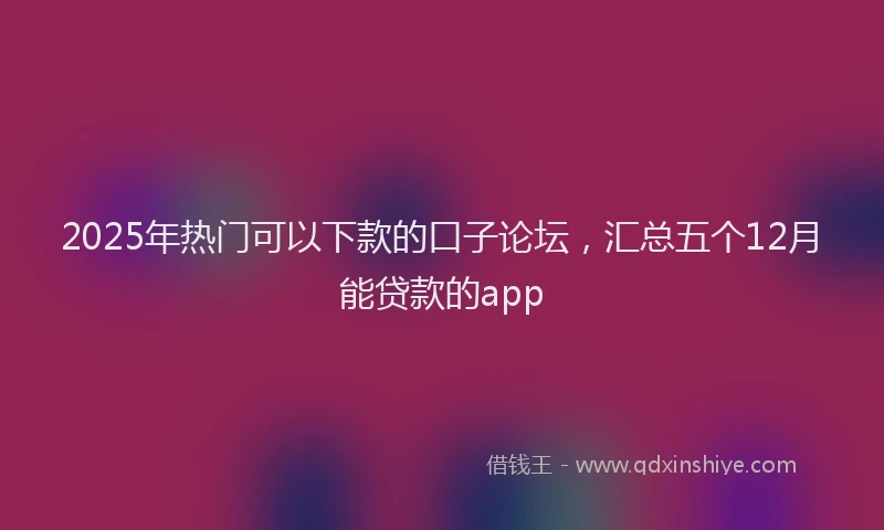 2025年热门可以下款的口子论坛，汇总五个12月能贷款的app