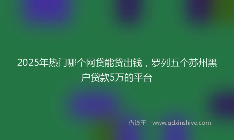 2025年热门哪个网贷能贷出钱，罗列五个苏州黑户贷款5万的平台