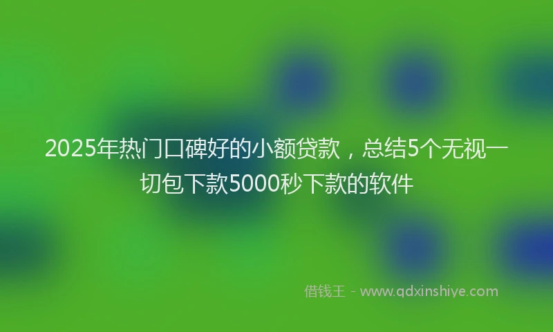 2025年热门口碑好的小额贷款，总结5个无视一切包下款5000秒下款的软件