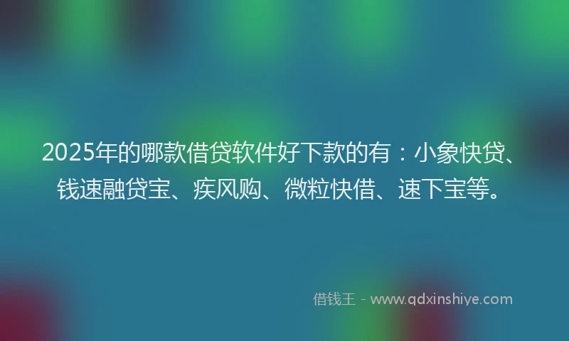 2025年的哪款借贷软件好下款的有：小象快贷、钱速融贷宝、疾风购、微粒快借、速下宝等。