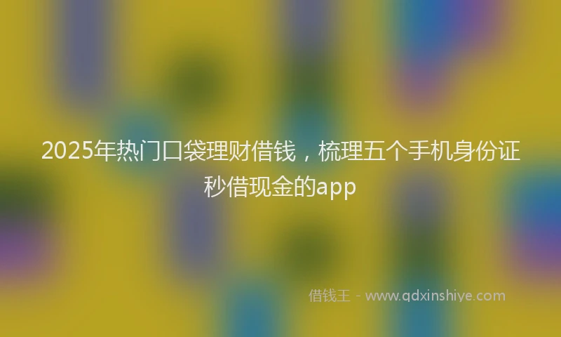 2025年热门口袋理财借钱，梳理五个手机身份证秒借现金的app