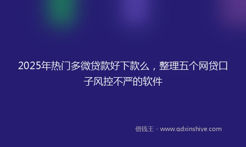 2025年热门多微贷款好下款么，整理五个网贷口子风控不严的软件