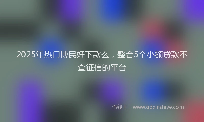 2025年热门博民好下款么，整合5个小额贷款不查征信的平台