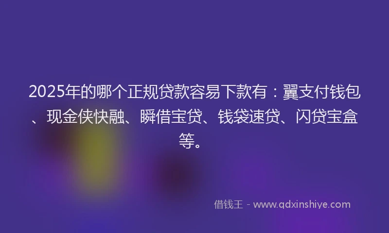 2025年的哪个正规贷款容易下款有：翼支付钱包、现金侠快融、瞬借宝贷、钱袋速贷、闪贷宝盒等。
