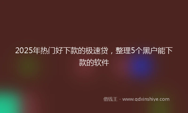 2025年热门好下款的极速贷，整理5个黑户能下款的软件