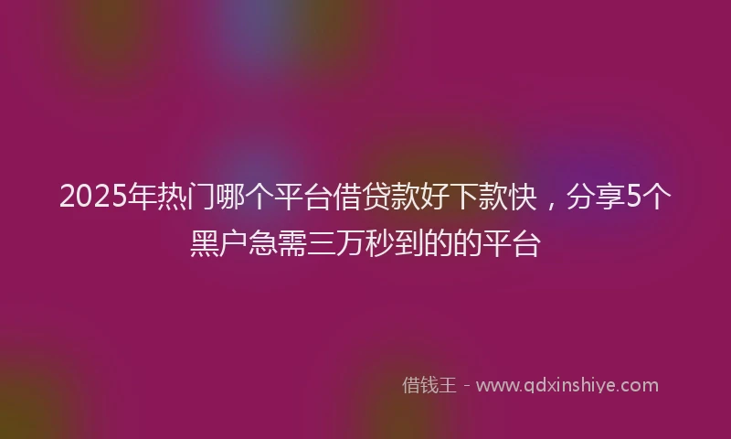 2025年热门哪个平台借贷款好下款快，分享5个黑户急需三万秒到的的平台