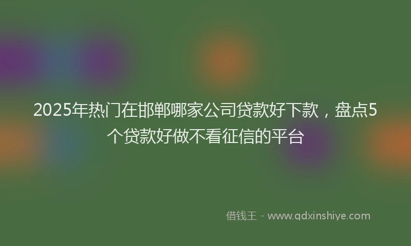 2025年热门在邯郸哪家公司贷款好下款，盘点5个贷款好做不看征信的平台