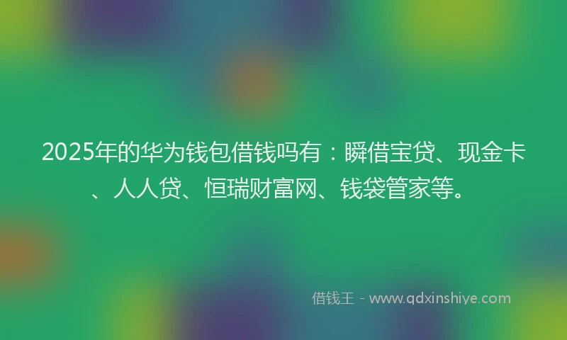 2025年的华为钱包借钱吗有：瞬借宝贷、现金卡、人人贷、恒瑞财富网、钱袋管家等。