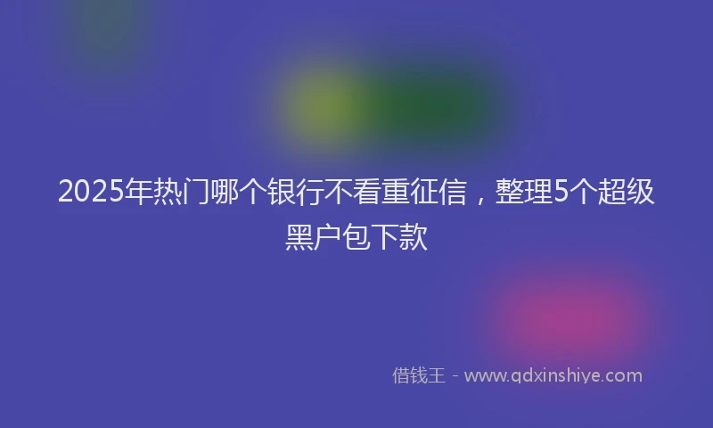 2025年热门哪个银行不看重征信，整理5个超级黑户包下款