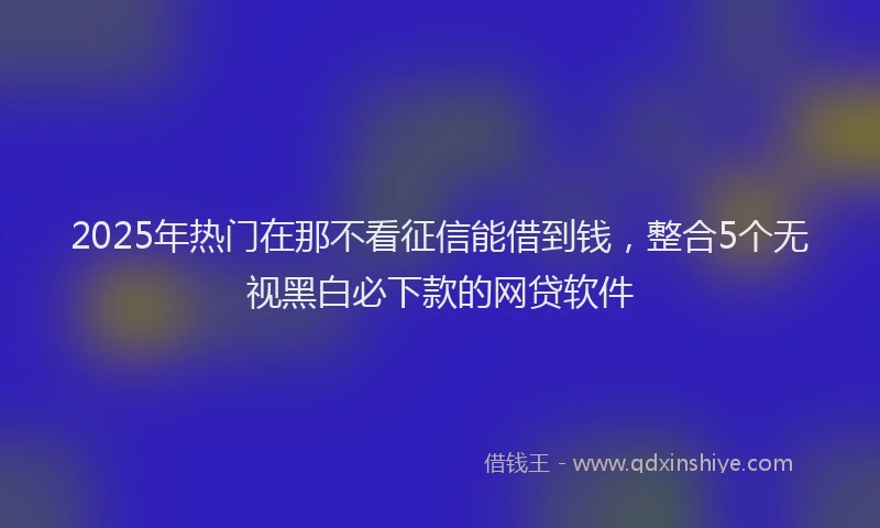2025年热门在那不看征信能借到钱，整合5个无视黑白必下款的网贷软件
