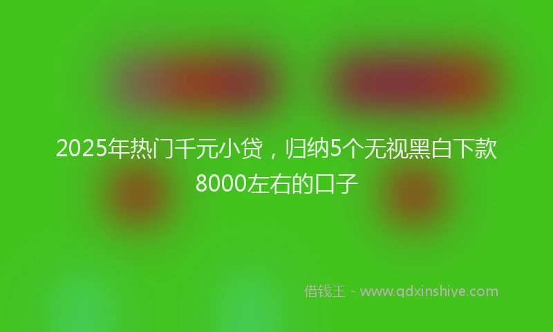 2025年热门千元小贷，归纳5个无视黑白下款8000左右的口子