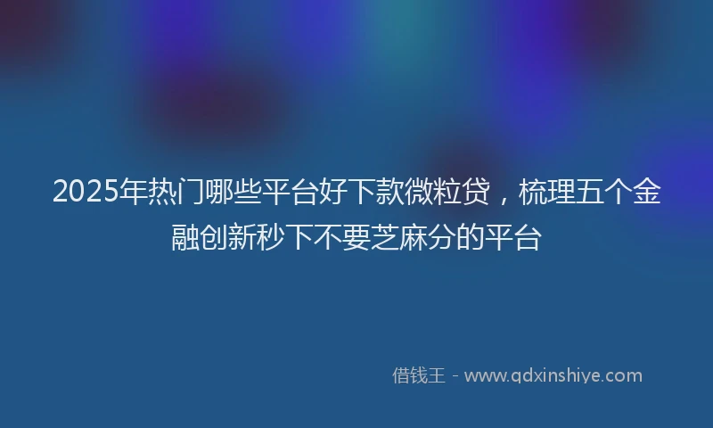 2025年热门哪些平台好下款微粒贷，梳理五个金融创新秒下不要芝麻分的平台