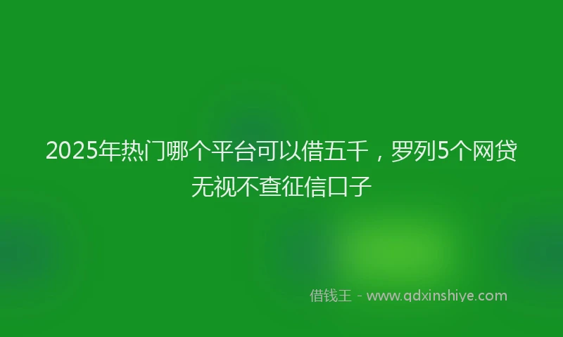 2025年热门哪个平台可以借五千，罗列5个网贷无视不查征信口子