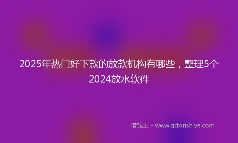 2025年热门好下款的放款机构有哪些，整理5个2024放水软件