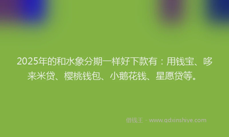2025年的和水象分期一样好下款有：用钱宝、哆来米贷、樱桃钱包、小鹅花钱、星愿贷等。