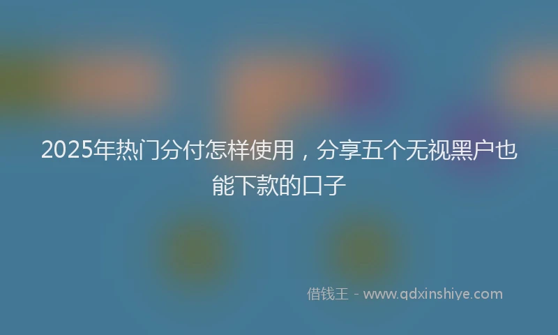 2025年热门分付怎样使用，分享五个无视黑户也能下款的口子