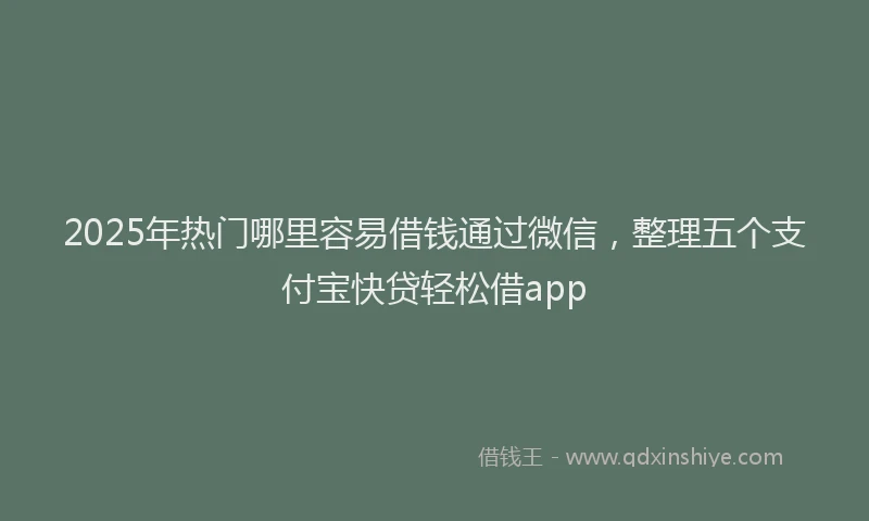 2025年热门哪里容易借钱通过微信，整理五个支付宝快贷轻松借app