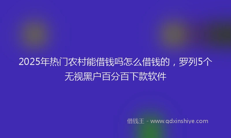 2025年热门农村能借钱吗怎么借钱的，罗列5个无视黑户百分百下款软件