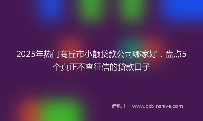 2025年热门商丘市小额贷款公司哪家好，盘点5个真正不查征信的贷款口子