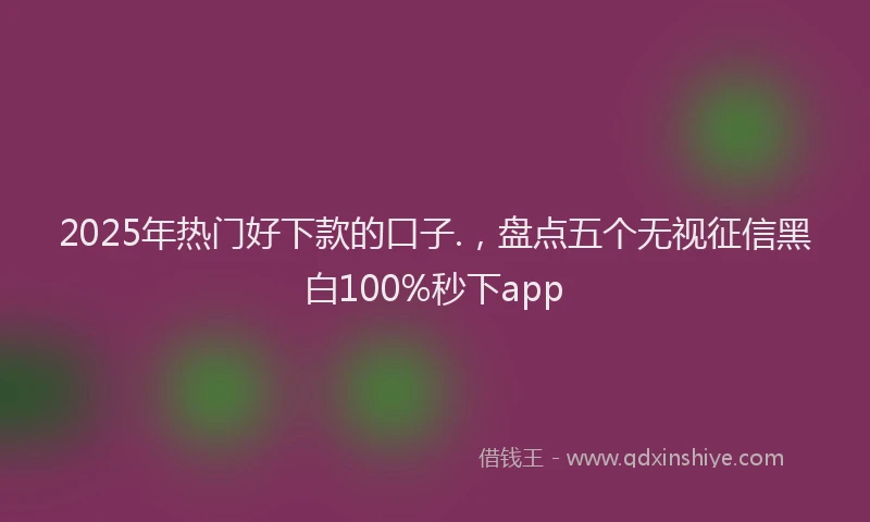 2025年热门好下款的口子.，盘点五个无视征信黑白100%秒下app