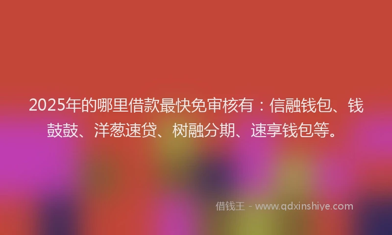 2025年的哪里借款最快免审核有：信融钱包、钱鼓鼓、洋葱速贷、树融分期、速享钱包等。