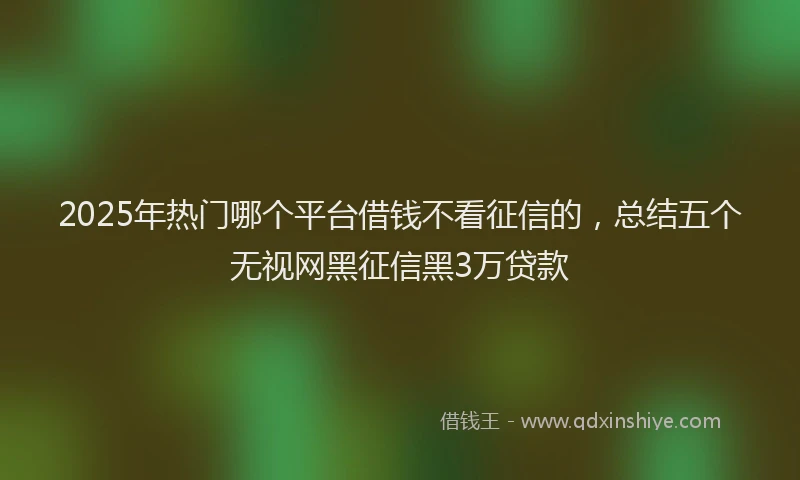 2025年热门哪个平台借钱不看征信的，总结五个无视网黑征信黑3万贷款