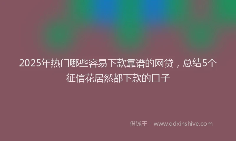 2025年热门哪些容易下款靠谱的网贷，总结5个征信花居然都下款的口子