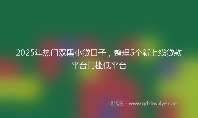 2025年热门双黑小贷口子，整理5个新上线贷款平台门槛低平台