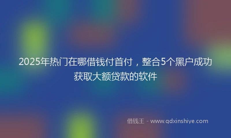 2025年热门在哪借钱付首付，整合5个黑户成功获取大额贷款的软件