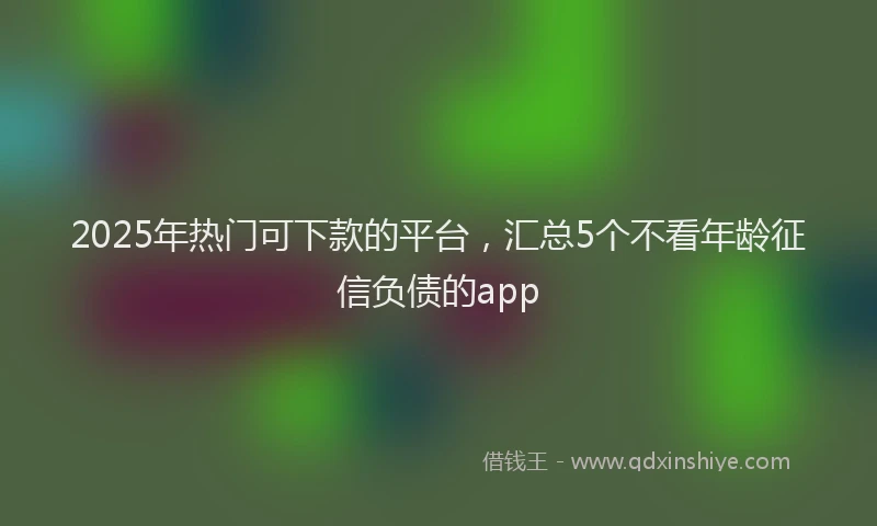 2025年热门可下款的平台，汇总5个不看年龄征信负债的app