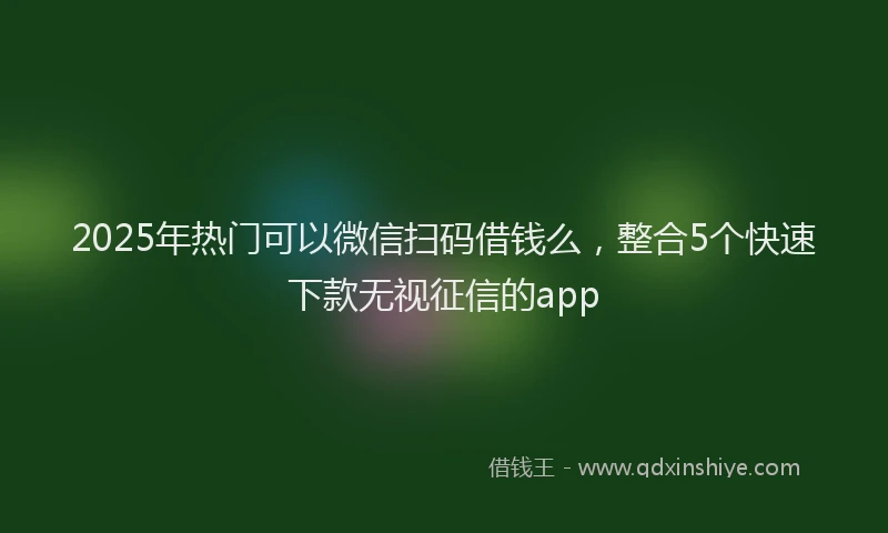 2025年热门可以微信扫码借钱么，整合5个快速下款无视征信的app