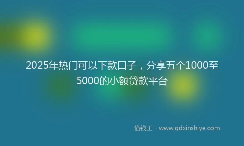 2025年热门可以下款口子，分享五个1000至5000的小额贷款平台