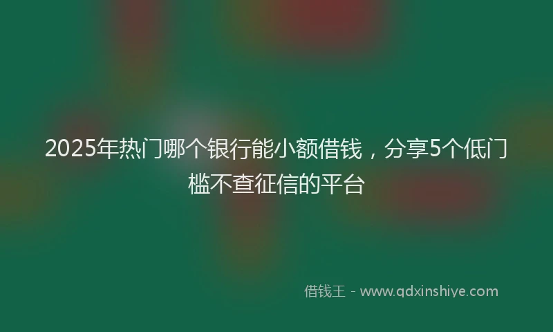2025年热门哪个银行能小额借钱，分享5个低门槛不查征信的平台
