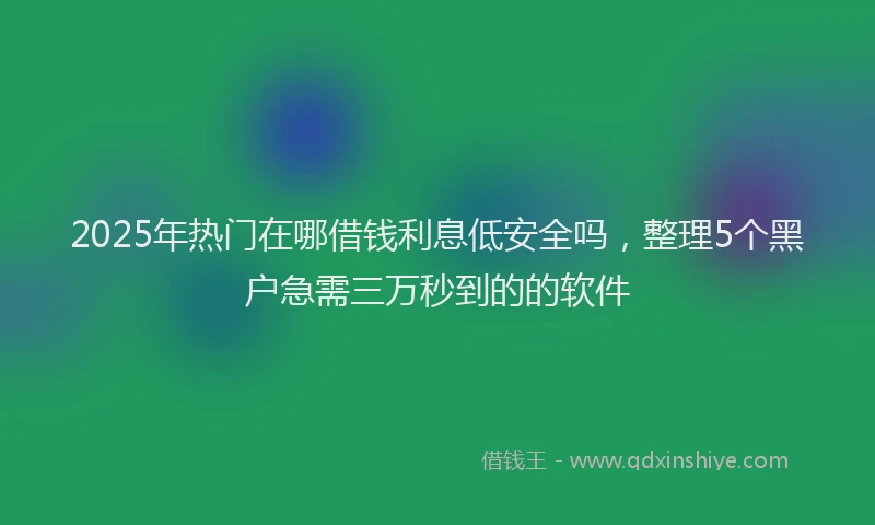 2025年热门在哪借钱利息低安全吗，整理5个黑户急需三万秒到的的软件