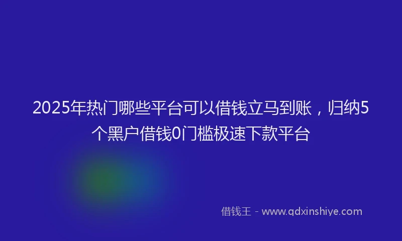 2025年热门哪些平台可以借钱立马到账，归纳5个黑户借钱0门槛极速下款平台