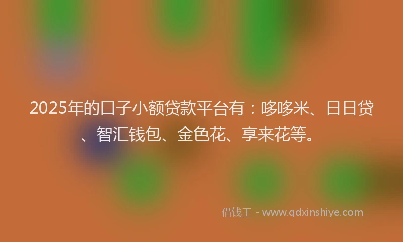 2025年的口子小额贷款平台有：哆哆米、日日贷、智汇钱包、金色花、享来花等。