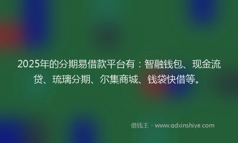 2025年的分期易借款平台有：智融钱包、现金流贷、琉璃分期、尔集商城、钱袋快借等。