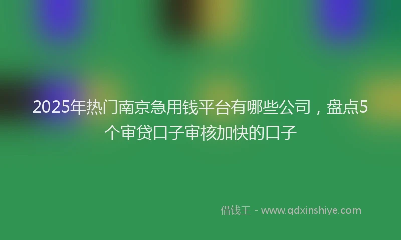 2025年热门南京急用钱平台有哪些公司，盘点5个审贷口子审核加快的口子