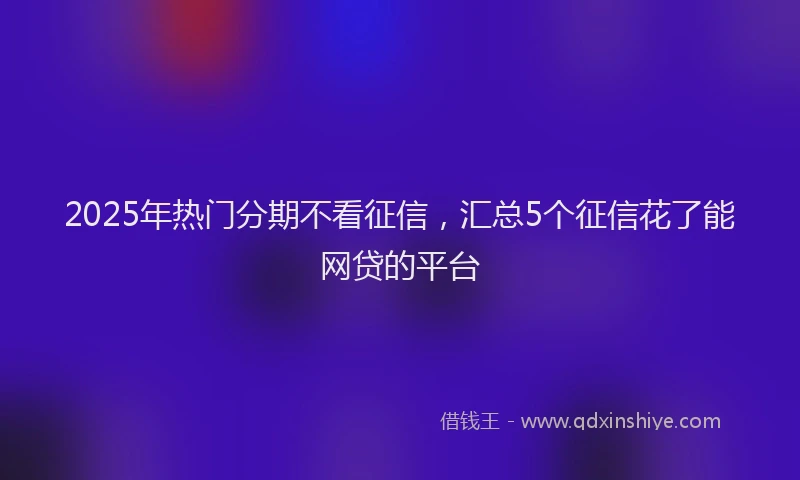 2025年热门分期不看征信，汇总5个征信花了能网贷的平台