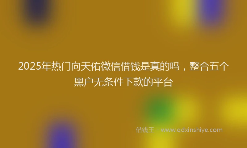 2025年热门向天佑微信借钱是真的吗，整合五个黑户无条件下款的平台