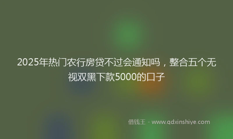 2025年热门农行房贷不过会通知吗，整合五个无视双黑下款5000的口子