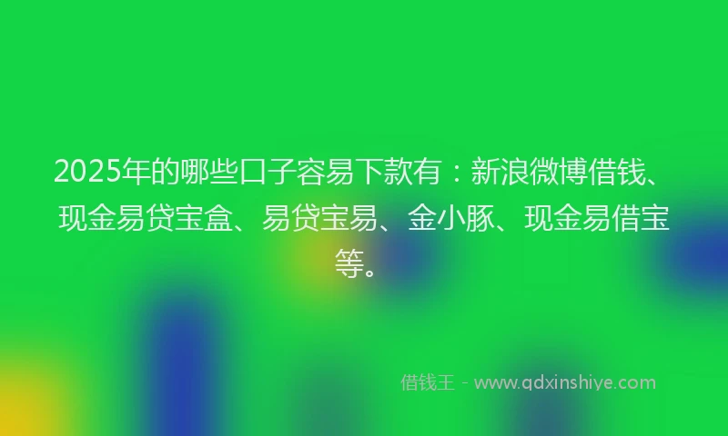 2025年的哪些口子容易下款有：新浪微博借钱、现金易贷宝盒、易贷宝易、金小豚、现金易借宝等。
