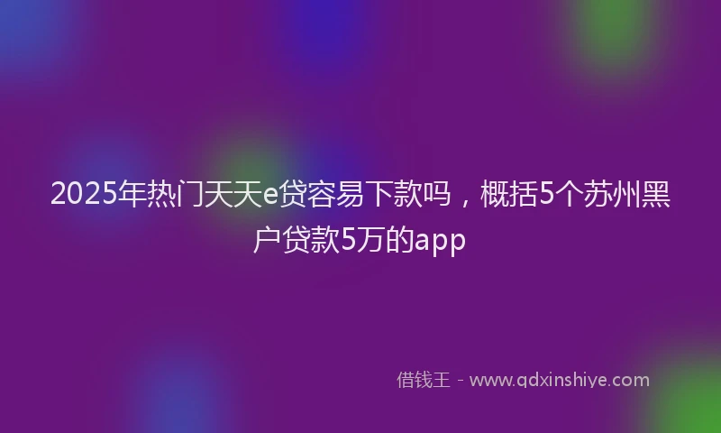 2025年热门天天e贷容易下款吗，概括5个苏州黑户贷款5万的app