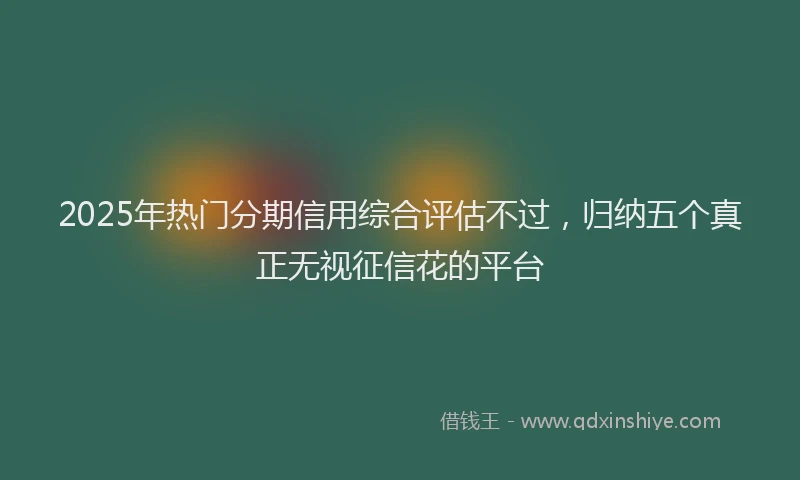 2025年热门分期信用综合评估不过，归纳五个真正无视征信花的平台