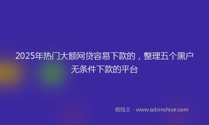 2025年热门大额网贷容易下款的，整理五个黑户无条件下款的平台