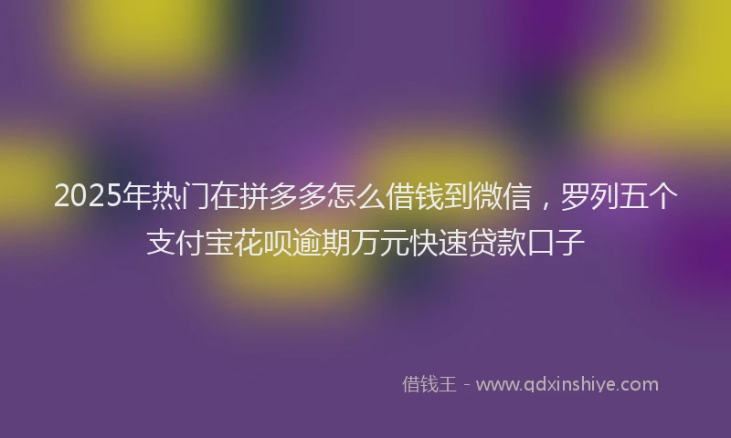 2025年热门在拼多多怎么借钱到微信，罗列五个支付宝花呗逾期万元快速贷款口子