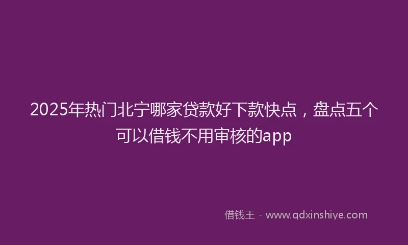 2025年热门北宁哪家贷款好下款快点，盘点五个可以借钱不用审核的app